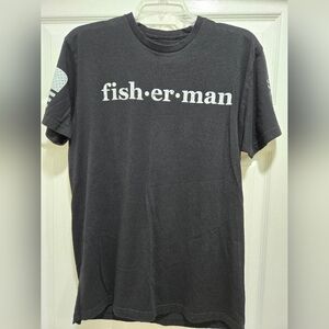 Clothes~Mens Black Graphic T-shirt GRUNT STYLE Fisherman! Sz Medium~Unisex. EUC!